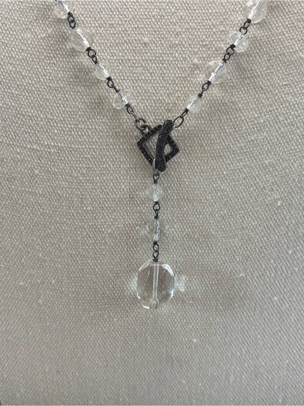 Retired Silpada 925 Sterling Glass/Crystal Drop Y-Necklace 35” - Picture 2 of 11